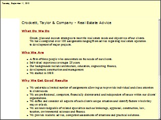 Web site www.crockett-taylor.com, Crockett Taylor & Co
